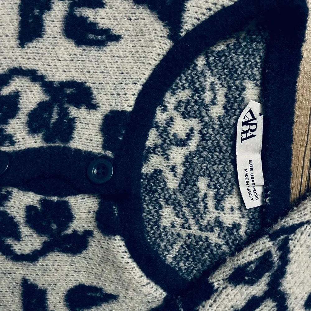Zara Blue Floral Cardigan - Picture 2 of 2